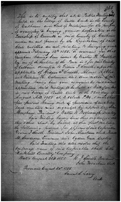 Oakhill Cemetery Company Articles of Incorporation