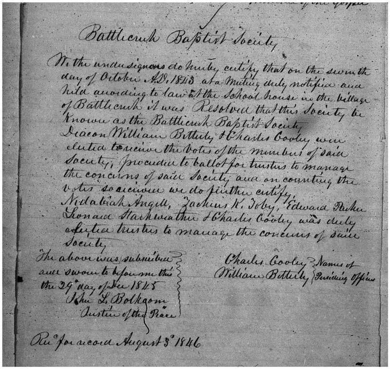 Battle Creek Baptist Society Articles of Incorporation