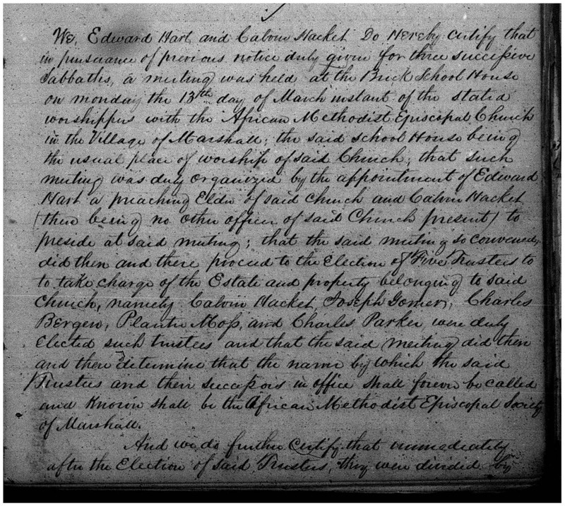 African Methodist Episcopal Society of Marshall Articles of Incorporation