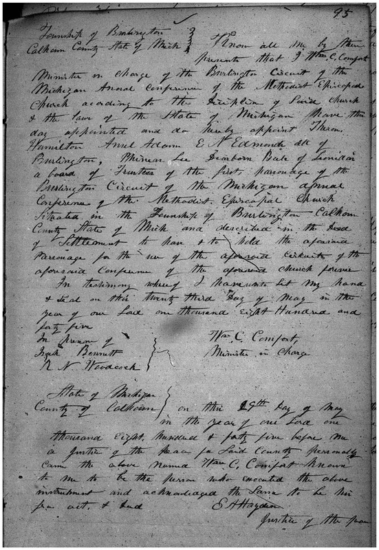 Parsonage of the Methodist Episcopal Church of Burlington Articles of Incorporation