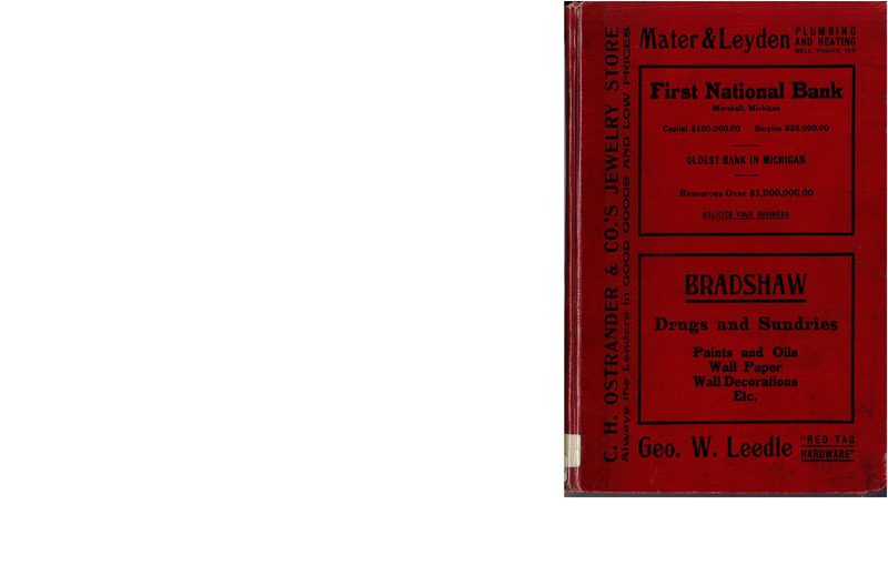 The Ideal Directory of the City of Marshall Michigan [1914]
