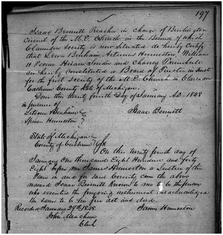 First Society of the Methodist Episcopal Church of Clarendon Articles of Incorporation
