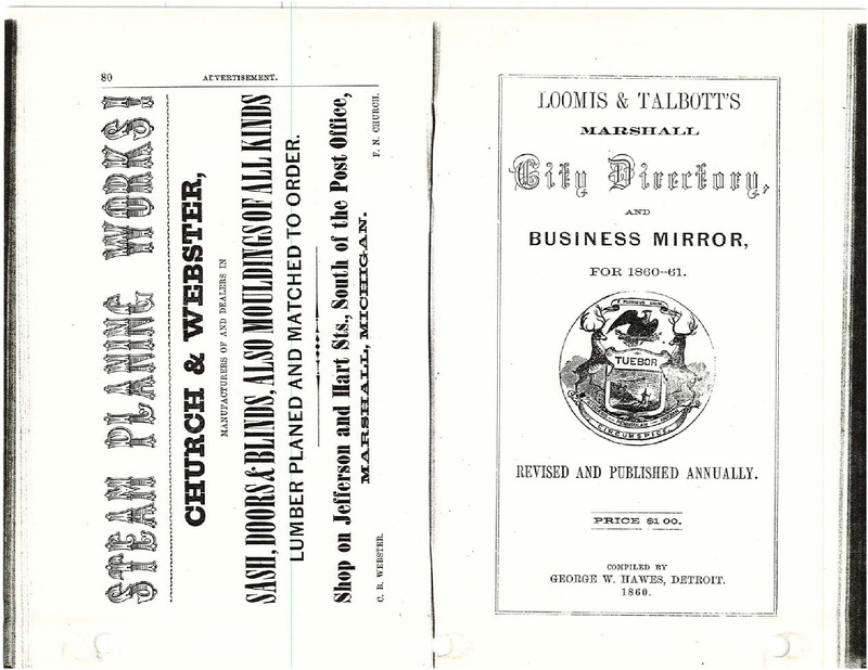 Marshall City Directory and Business Mirror for 1860-61