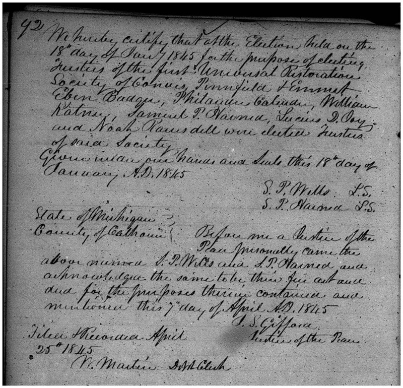 First Universal Restoration Society of Convis, Pennfield & Emmet Appointment of Trustees