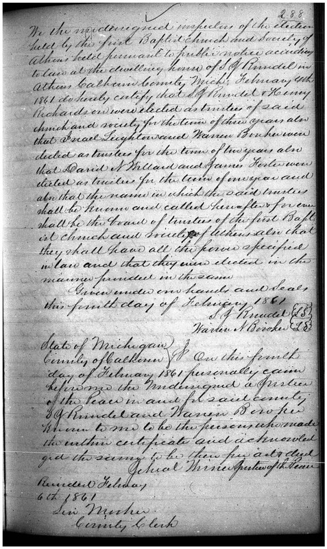 First Baptist Church and Society of Athens Articles of Incorporation