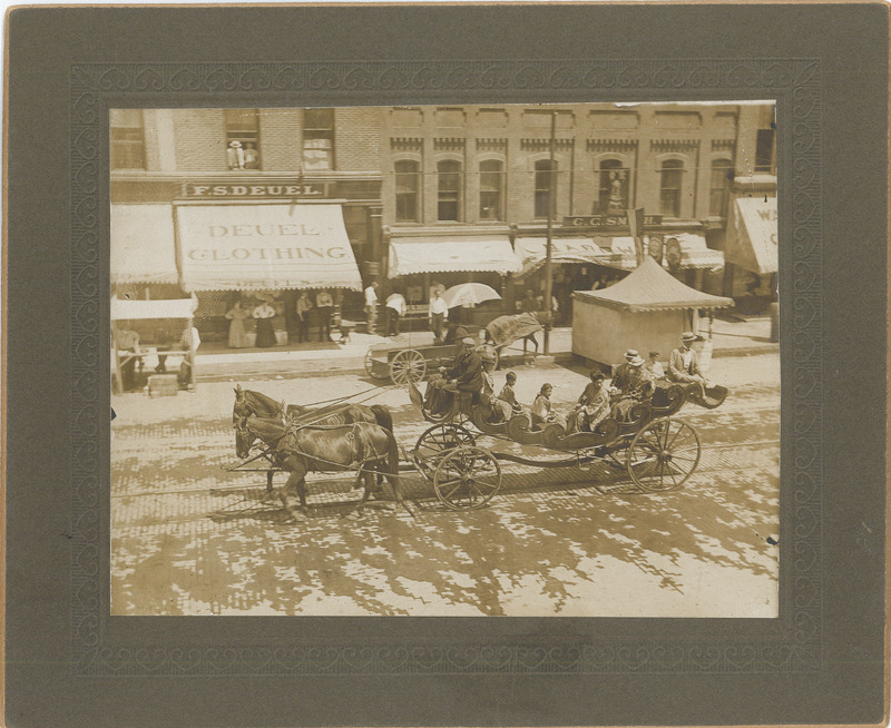 Postcard Photograph of Carriage in Downtown Marshall