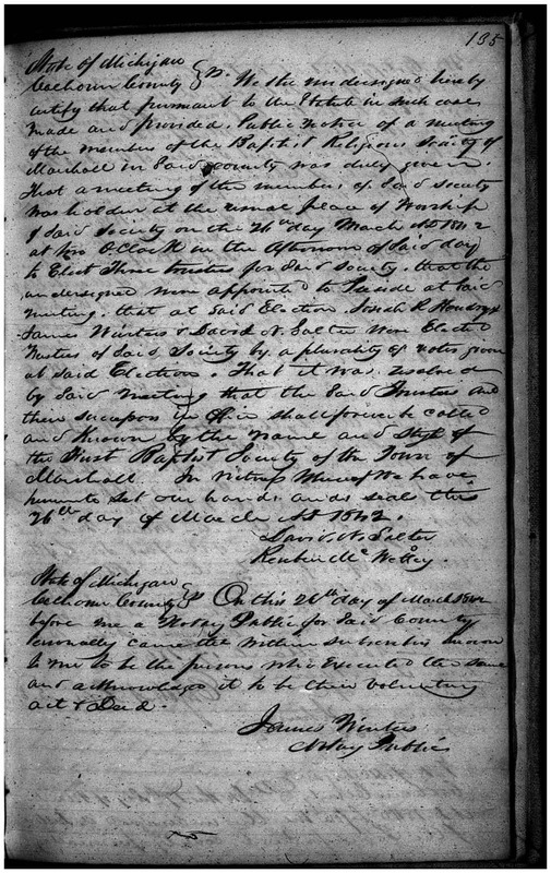 First Baptist Society of Marshall Articles of Incorporation