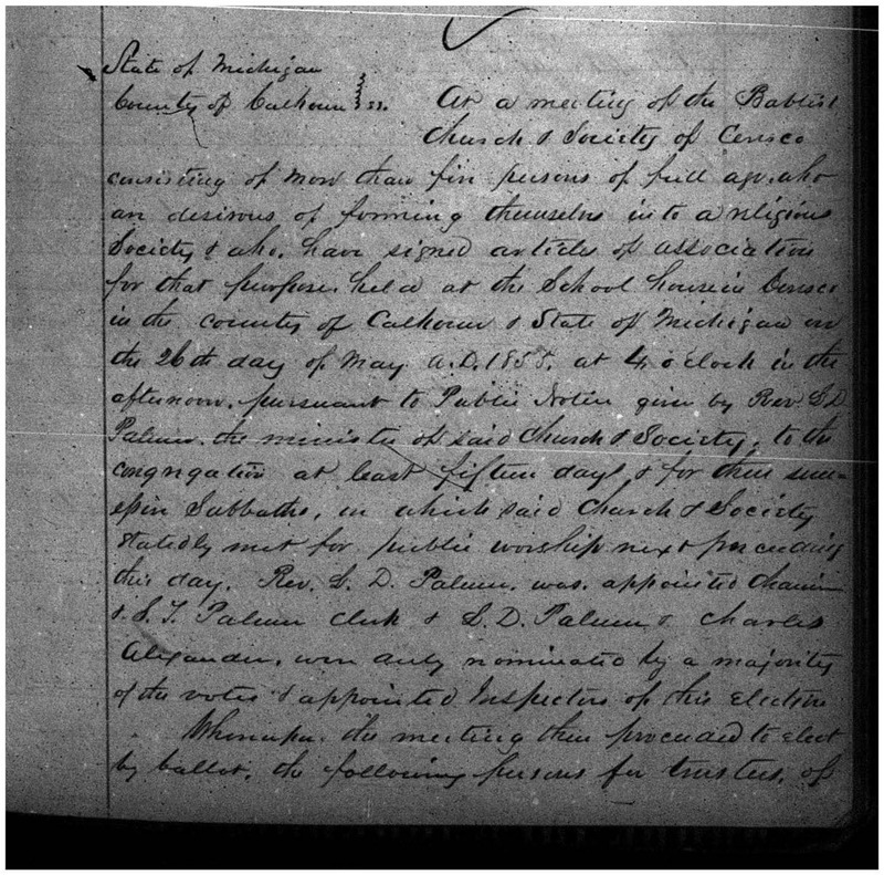 First Baptist Church and Society of Ceresco Articles of Incorporation