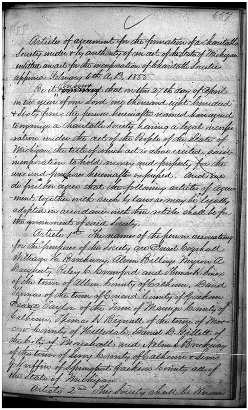 Preachers Savings Fund Society of the Michigan Annual Conference of the Methodist Episcopal Church Articles of Agreement