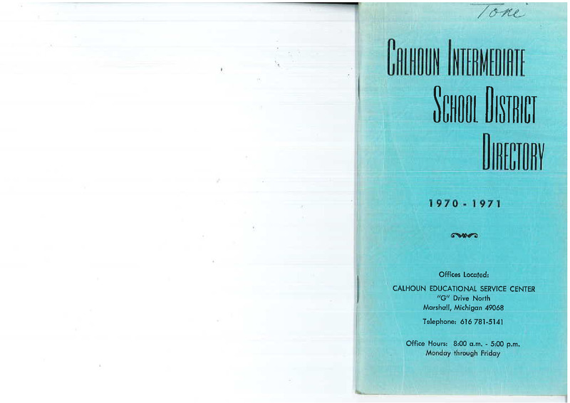 Calhoun Intermediate School Directory, 1970-71