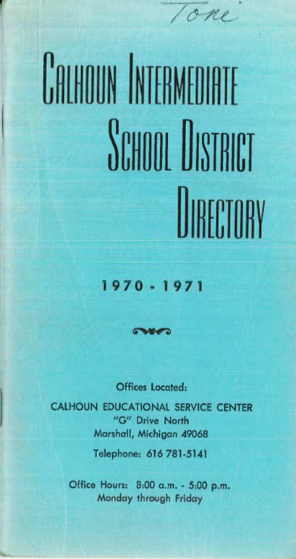 Calhoun Intermediate School Directory, 1970-71