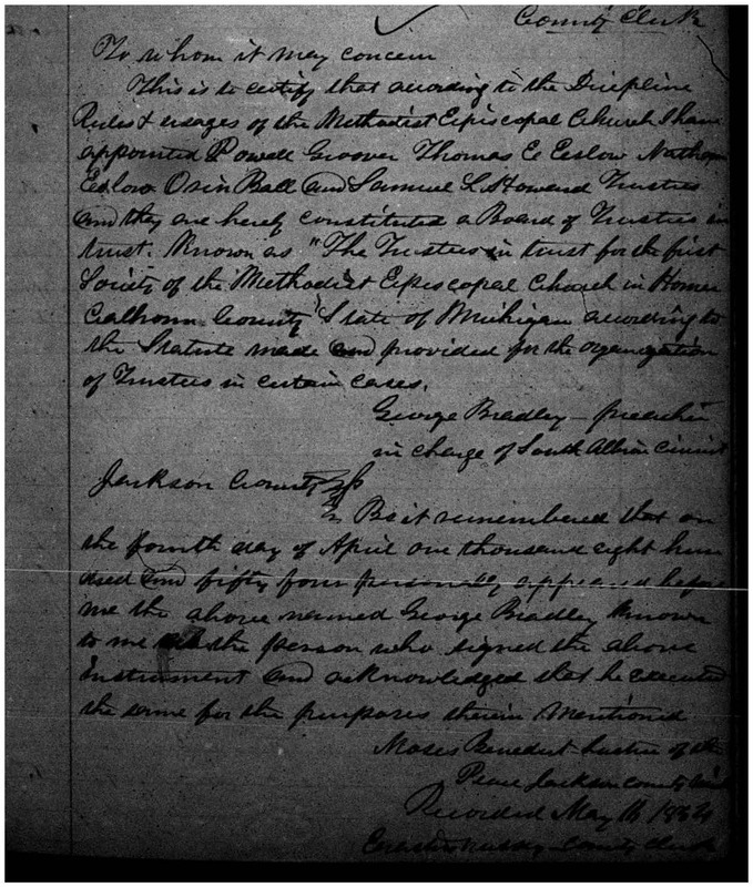 First Society of the Methodist Episcopal Church in Homer Articles of Incorporation