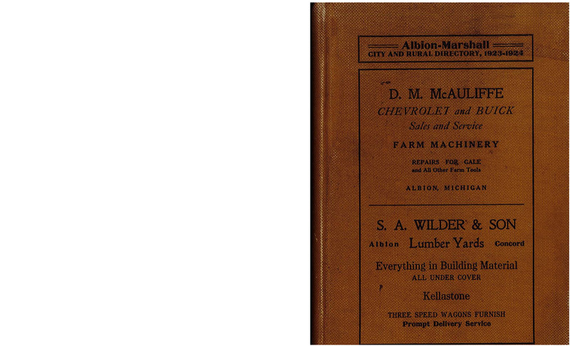 Albion-Marshall City and Rural Directory, 1923-1924