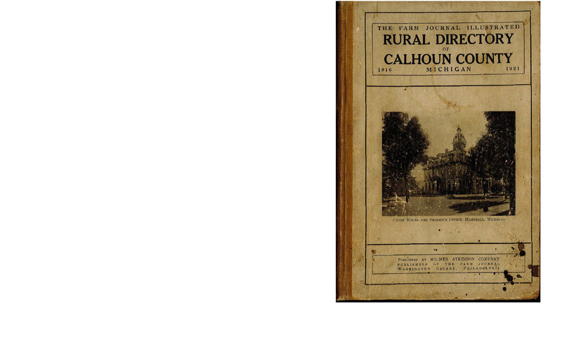 The Farm Journal Illustrated Rural Directory of Calhoun County Michigan, 1916-1921