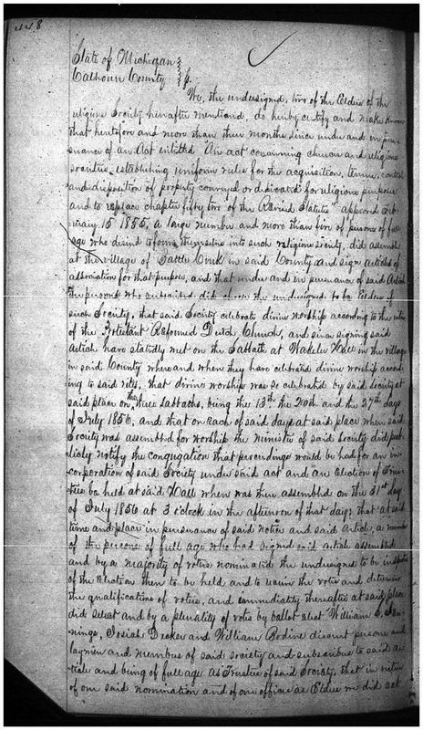 Protestant Reformed Dutch Church of Battle Creek Articles of Incorporation